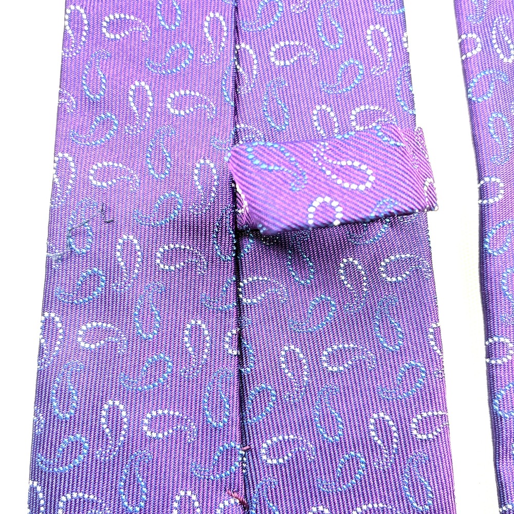 Turnbull & Asser Silk Tie Violet Paisley Pattern Trad Luxury Designer England UK - Picture 5 of 9